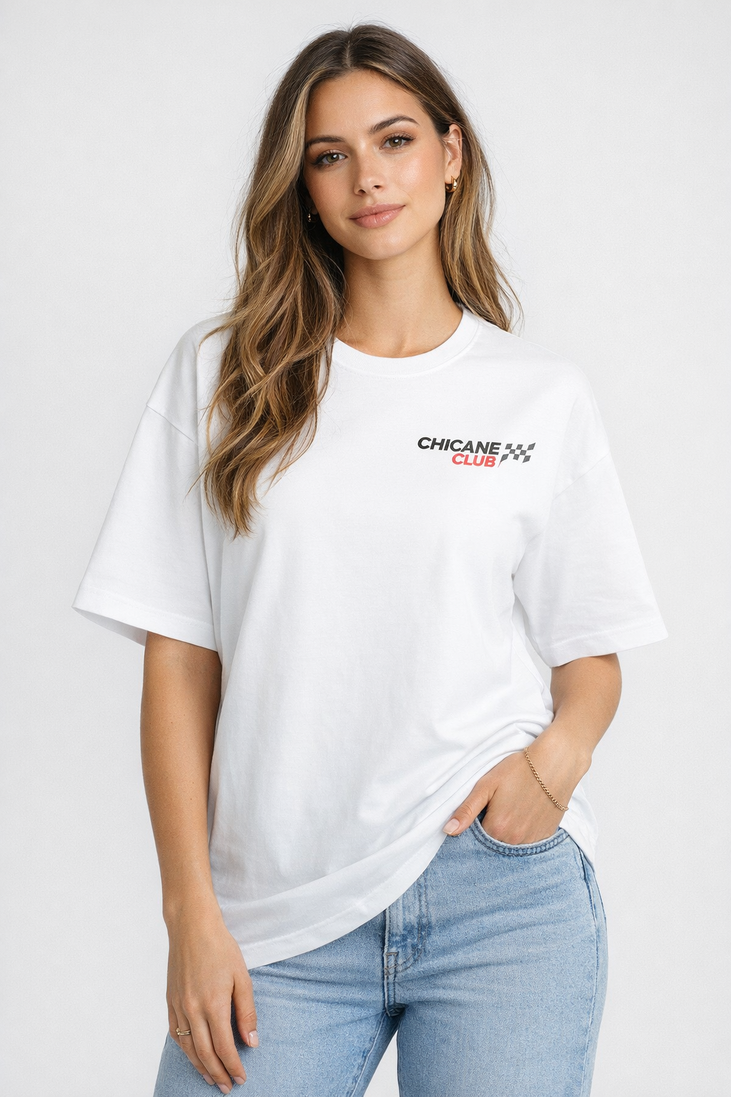 Chicane Club Signature Oversized Tee - White